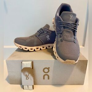 On Running Women's Gray and Cream Athletic Shoes